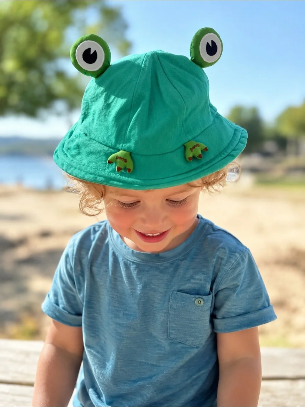 Kids Frog Sun Hat - Green